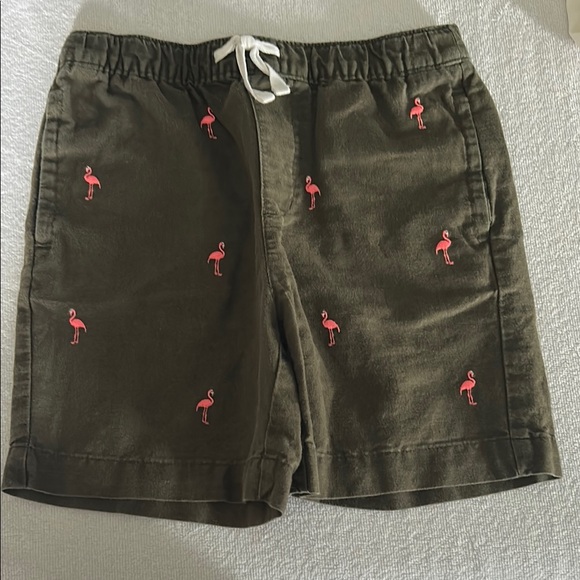 Green Shorts with Pink Flamingo Embroidery - Picture 1 of 1